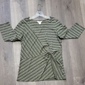 Christopher and Banks Green and White Long Sleeved Blouse for Women Size Small